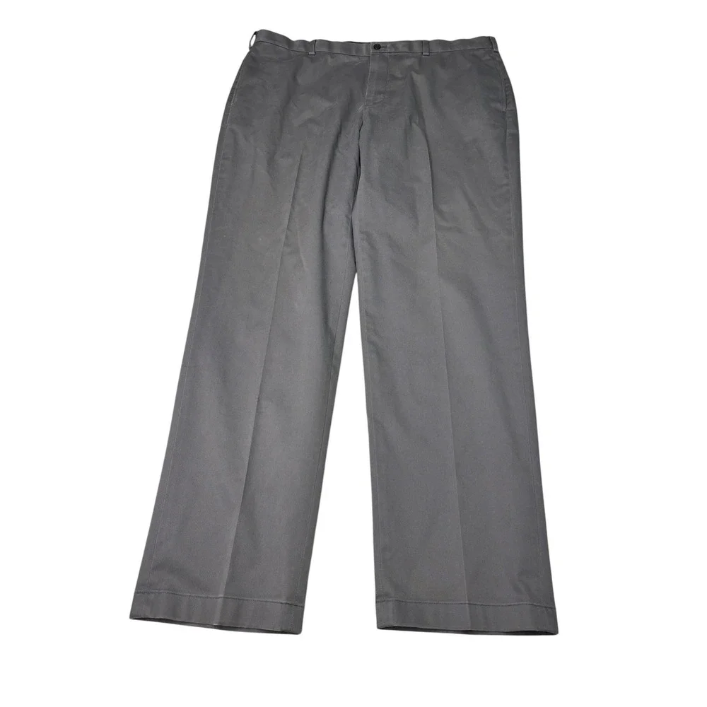 Brooks Brothers Advantage Chino Hudson Pants Grey Mens W42 L34 Stretch Cotton